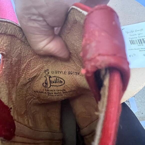 Justin Western Boots Size 6 D Red tan women Leather - Picture 9 of 11